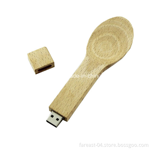 Wood Spoon USB Flash Drive Memory Disk 64GB Pendrive